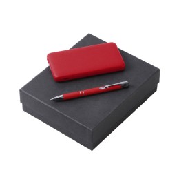 Подарочный набор c ручкой и повербанком 10000 mAh, красный