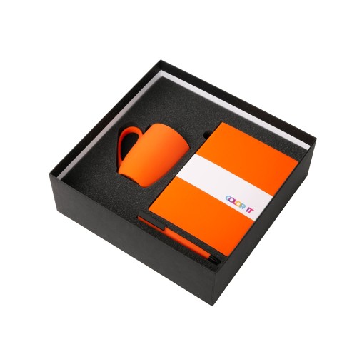 Подарочный набор c блокнотом C2, ручкой и кружкой, оранжевый