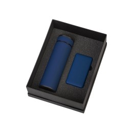 Подарочный набор с термосом и повербанком С1, темно-синий