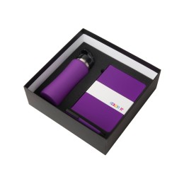 Подарочный набор c блокнотом C2, ручкой и бутылкой, фиолетовый