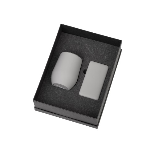 Подарочный набор с термокружкой и повербанком С1, 5000 mAh, серый