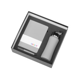 Подарочный набор c блокнотом C2, ручкой и бутылкой, серый