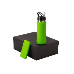 Подарочный набор с бутылкой для воды и повербанком С2, 10000 mAh, зеленое яблоко