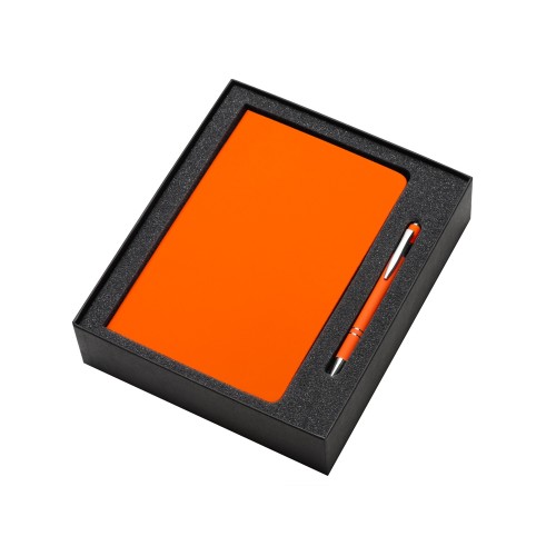 Подарочный набор «Wispy swan» с ручкой и блокнотом, оранжевый