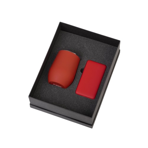 Подарочный набор с термокружкой и повербанком С2, 10000 mAh, красный