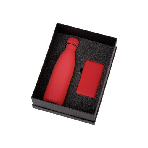 Подарочный набор с термобутылкой и повербанком С1, 5000 mAh, красный