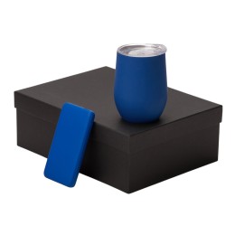 Подарочный набор с термокружкой и повербанком С2, 10000 mAh, синий