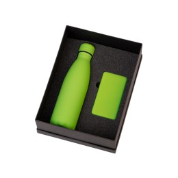 Подарочный набор с термобутылкой и повербанком С2, зеленое яблоко
