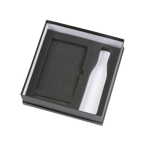 Подарочный набор c блокнотом C2, ручкой и термобутылкой, серый