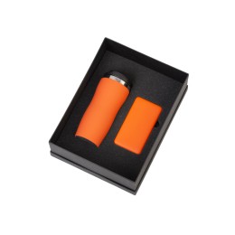 Подарочный набор c вакуумной термокружкой и повербанком С2, оранжевый