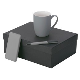 Подарочный набор c кружкой, пластиковой ручкой и повербанком С2, 10000 mAh, серый