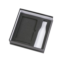 Подарочный набор с блокнотом С1, металлической ручкой и термобутылкой, темно-синий