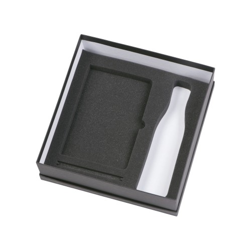 Подарочный набор с блокнотом С1, металлической ручкой и термобутылкой, темно-синий