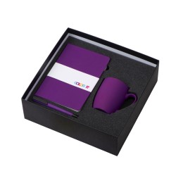 Подарочный набор с блокнотом С2, пластиковой ручкой и кружкой, фиолетовый