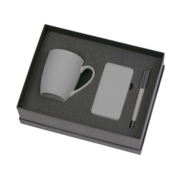 Подарочный набор c кружкой, пластиковой ручкой и повербанком С1, 5000 mAh, серый