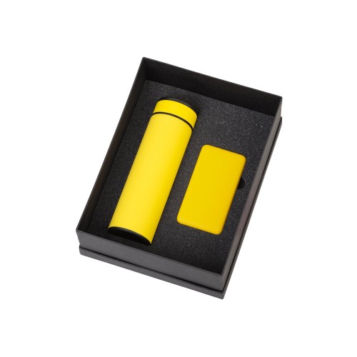 Подарочный набор с термосом и повербанком С2, желтый