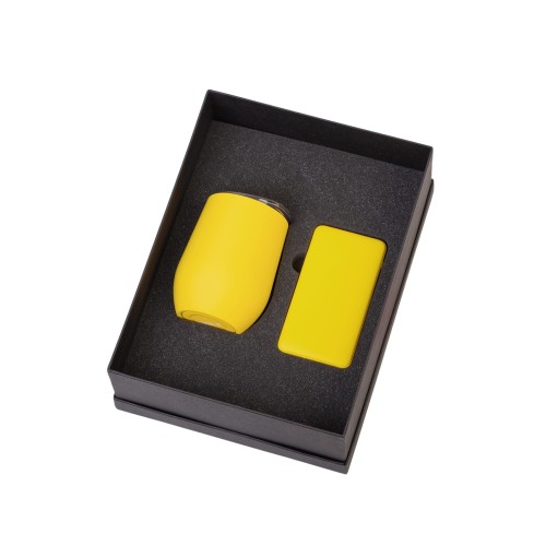 Подарочный набор с термокружкой и повербанком С2, 10000 mAh, желтый