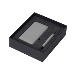 Подарочный набор c пластиковой ручкой, повербанком С1, 5000 mAh, серый