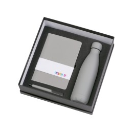 Подарочный набор c блокнотом C2, ручкой и термобутылкой, серый