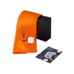 Подарочный набор с пледом, свечой и диффузором, оранжевый