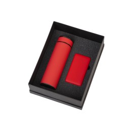 Подарочный набор с термосом и повербанком С2, красный
