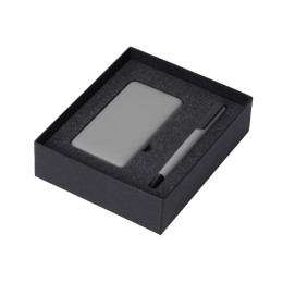 Подарочный набор c пластиковой ручкой, повербанком С2, 10000 mAh, серый
