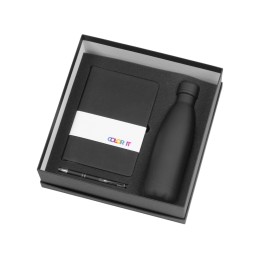 Подарочный набор с блокнотом С1, металлической ручкой и термобутылкой, черный