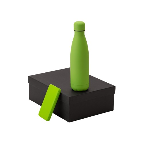 Подарочный набор с термобутылкой и повербанком С2, зеленое яблоко