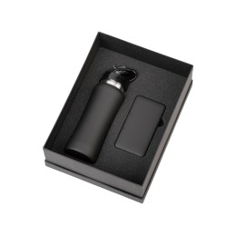 Подарочный набор с бутылкой для воды и повербанком С1, 5000 mAh, черный