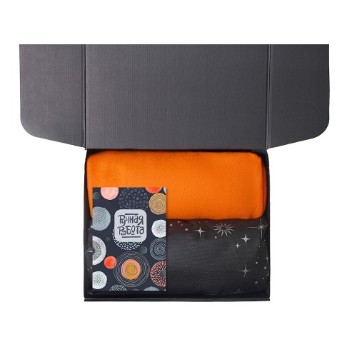 Подарочный набор с пледом, свечой и диффузором, оранжевый