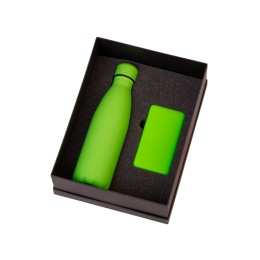 Подарочный набор с термобутылкой и повербанком С1, 5000 mAh, зеленое яблоко