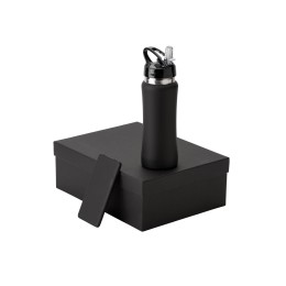 Подарочный набор с бутылкой для воды и повербанком С1, 5000 mAh, черный