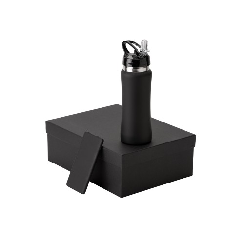 Подарочный набор с бутылкой для воды и повербанком С1, 5000 mAh, черный