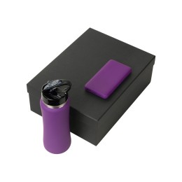 Подарочный набор с бутылкой для воды и повербанком С2, 10000 mAh, фиолетовый