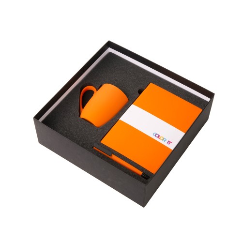 Подарочный набор c блокнотом C3, ручкой и кружкой, оранжевый