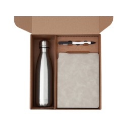 Подарочный набор с термобутылкой, блокнотом, ручкой и чаем, белый