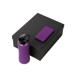 Подарочный набор с бутылкой для воды и повербанком С1, 5000 mAh, фиолетовый