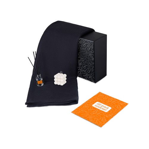 Подарочный набор с пледом, свечой и диффузором, черный