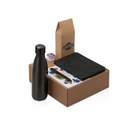 Подарочный набор с термобутылкой, блокнотом, ручкой и чаем, черный