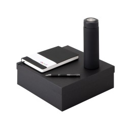 Подарочный набор с блокнотом С3, металлической ручкой и термосом, черный