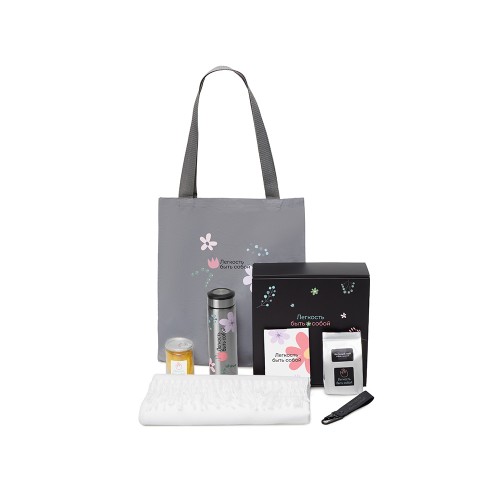 Подарочный набор «Re:f. Walk» с палантином, шоппером и термосом, белый