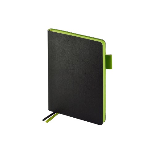 Ежедневник А5 датированный "Boston" 2027, черный с салатовым обрезом