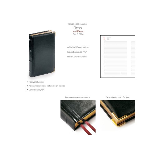 Ежедневник А5 полудатированный «Boss», черный