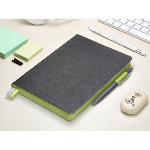 Ежедневник А5 датированный "Boston" 2027, серый с салатовым обрезом