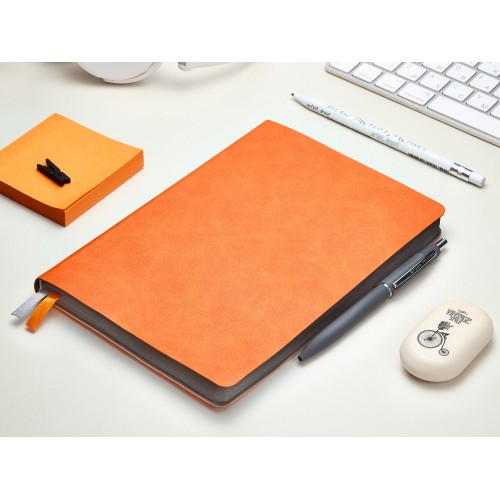 Ежедневник А5 датированный "Boston" 2027, оранжевый с серым обрезом