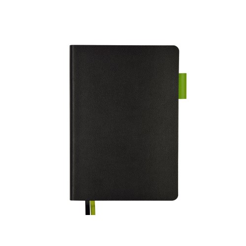 Ежедневник А5 датированный "Boston" 2027, черный с салатовым обрезом