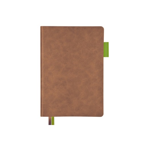 Ежедневник А5 датированный "Boston" 2027, коричневый с салатовым обрезом