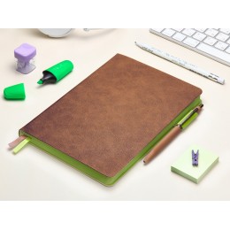 Ежедневник А5 датированный "Boston" 2027, коричневый с салатовым обрезом