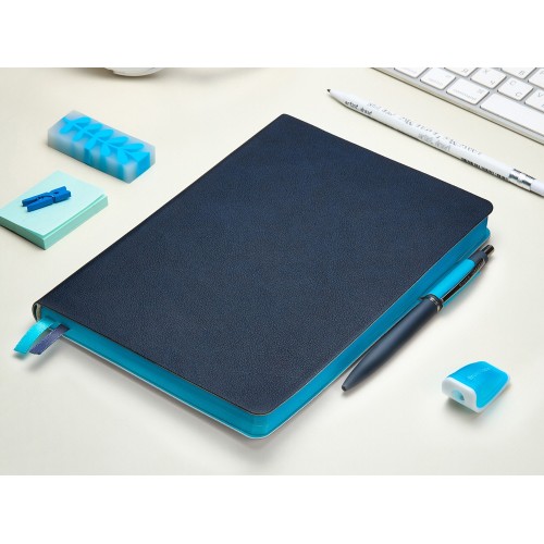 Ежедневник А5 датированный "Boston" 2027, темно-синий с голубым обрезом