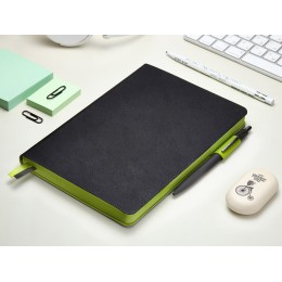 Ежедневник А5 датированный "Boston" 2027, черный с салатовым обрезом